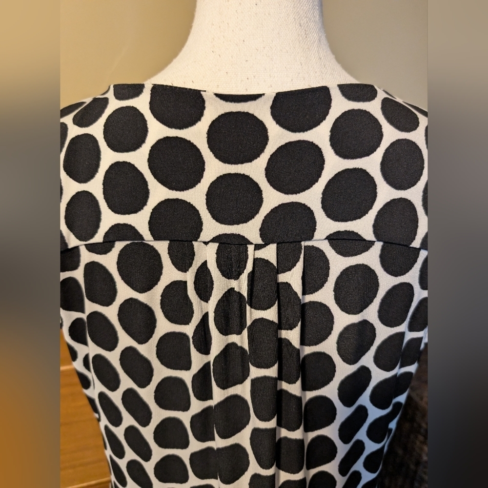 New York & Company Black and White Polka Dot Stretch Dress Cap Sleeve XL - Picture 6 of 13